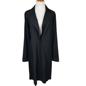 Lanvin ete 2004 Women's Black Wool Trench Coat Size 40 Formal Fall Lightweight
